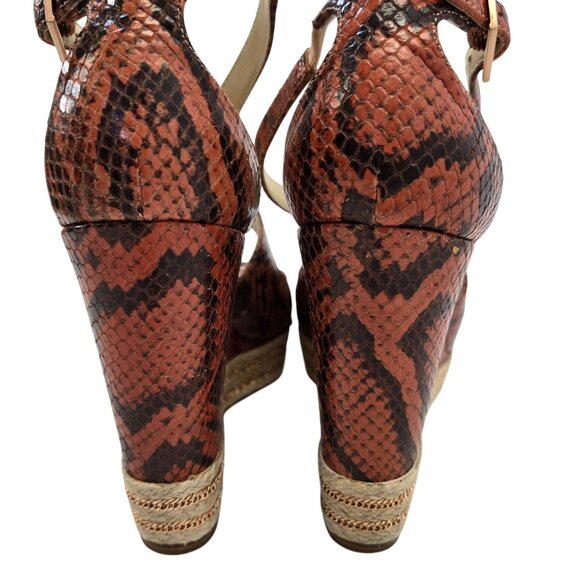 B Brian Atwood Leather Dekoda Snake-Print Platform Wedge Sandals Size 6 - Picture 7 of 10